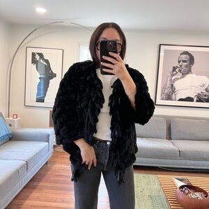 Black Rabbit Fur Jacket